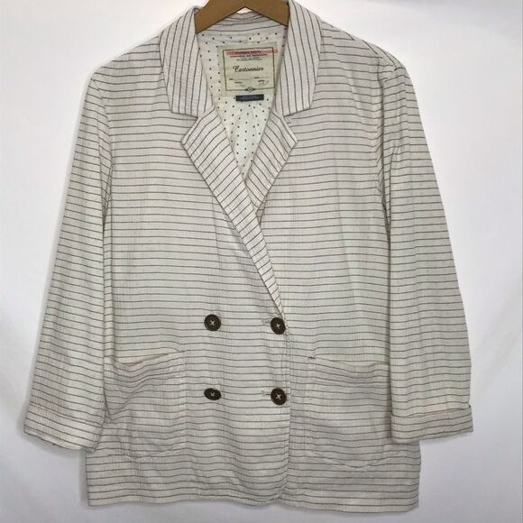 Anthropologie Cartonnier Striped Double Breasted Blazer with Pockets XS - Picture 3 of 7